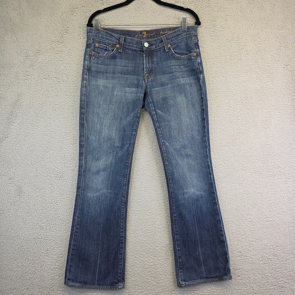 7 for All Mankind Jeans Womens 30 Bootcut Low Rise Medium‎ Wash Western Cowboy - Picture 1 of 13